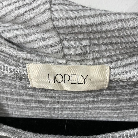 Hopely Long Sleeve Cold Shoulder Striped Grey Top - Picture 4 of 7